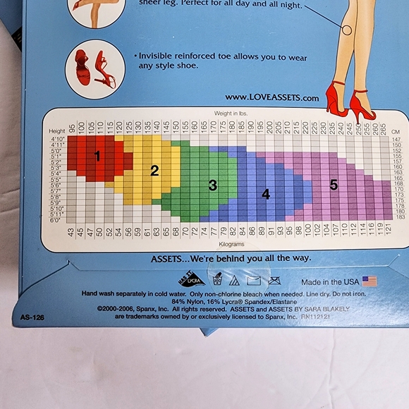 Assets by Sara Blakely Perfect Pantyhose Size 4 Black Full Length 2 Pack Shaping - Picture 6 of 8